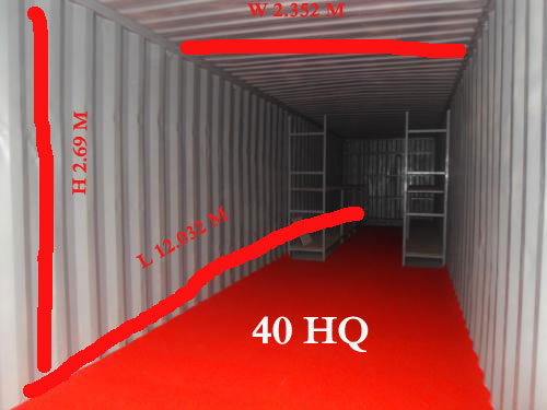 40 ft high cube container dimensions