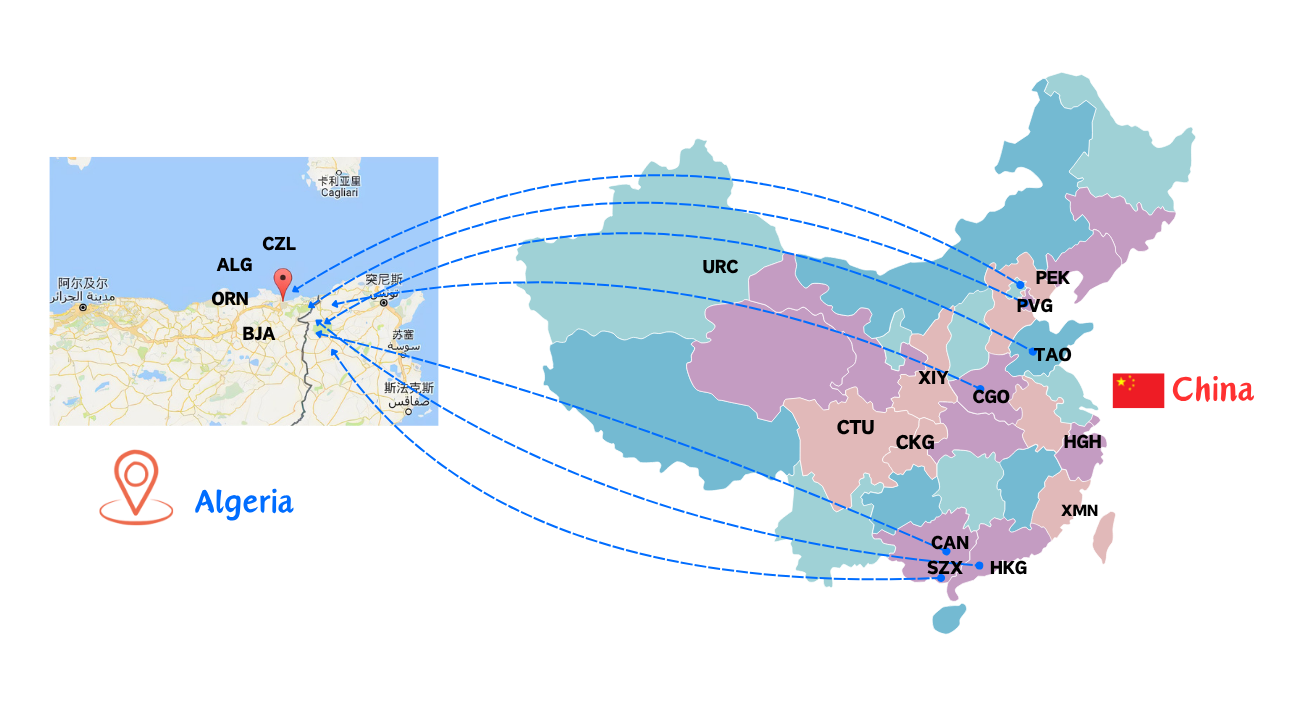 从中国空运到阿尔及利亚